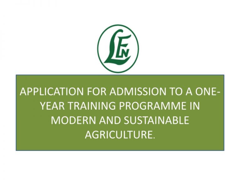 Leventis Foundation Admission Form into a One-year Training Programme in Modern & Sustainable Agriculture 2019/2020 [Free Feeding/Tuition]